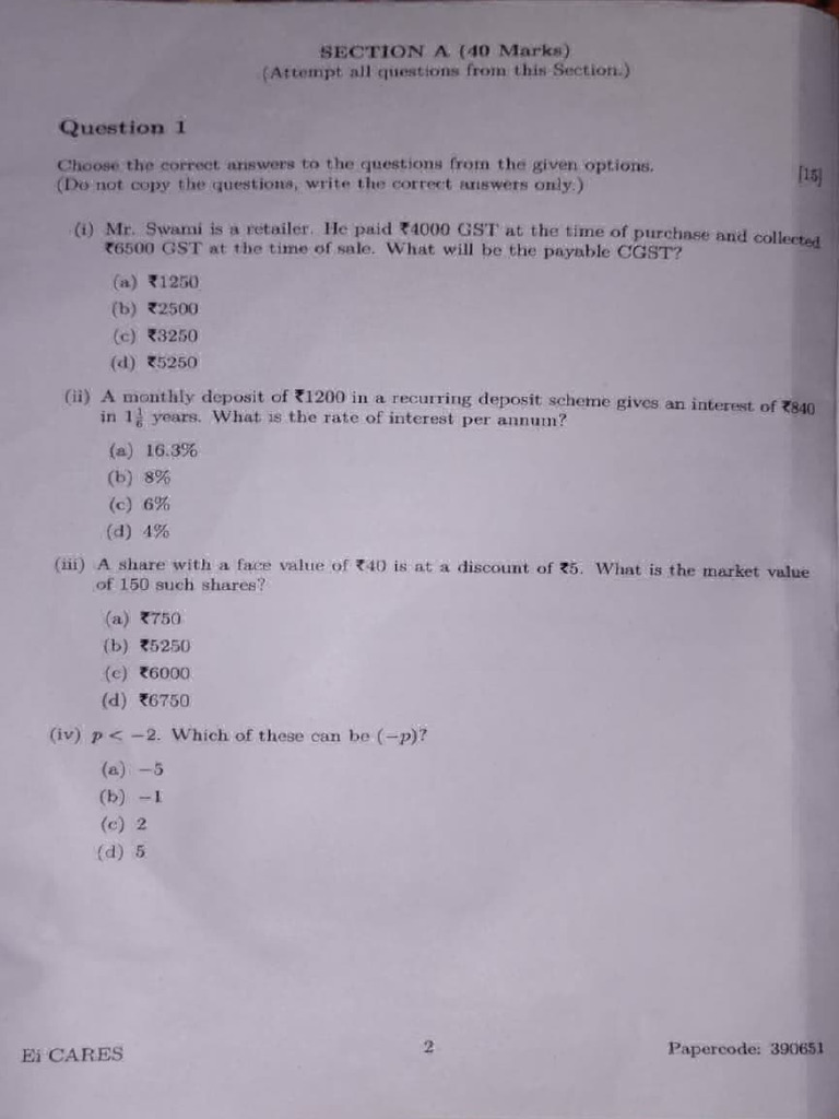 Maths Practice Question Paper | PDF