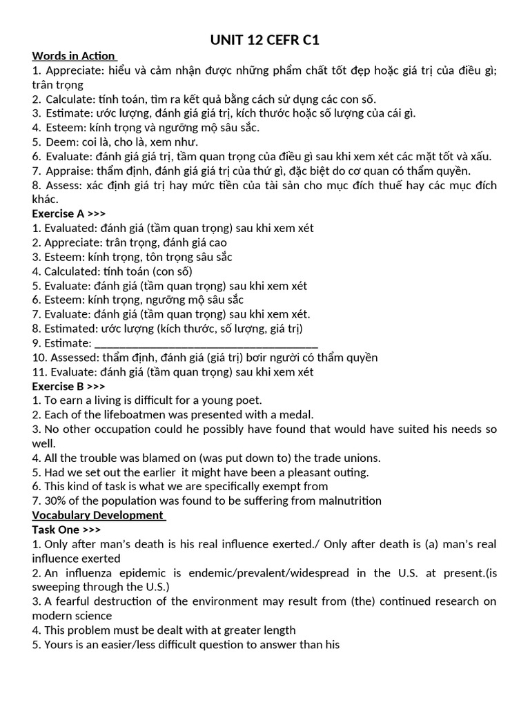 Unit 12 Cefr C1 | PDF