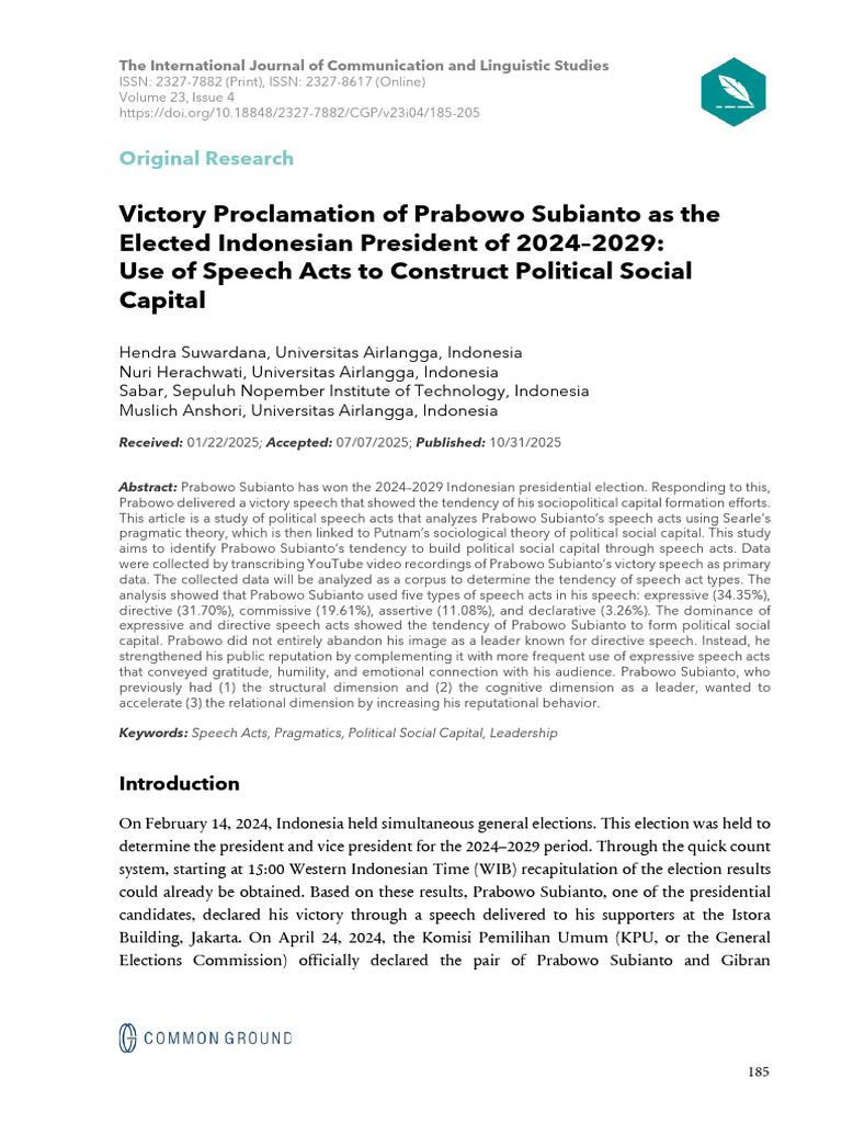 Victory Proclamation of Prabowo Subianto As The Elected Indonesian ...