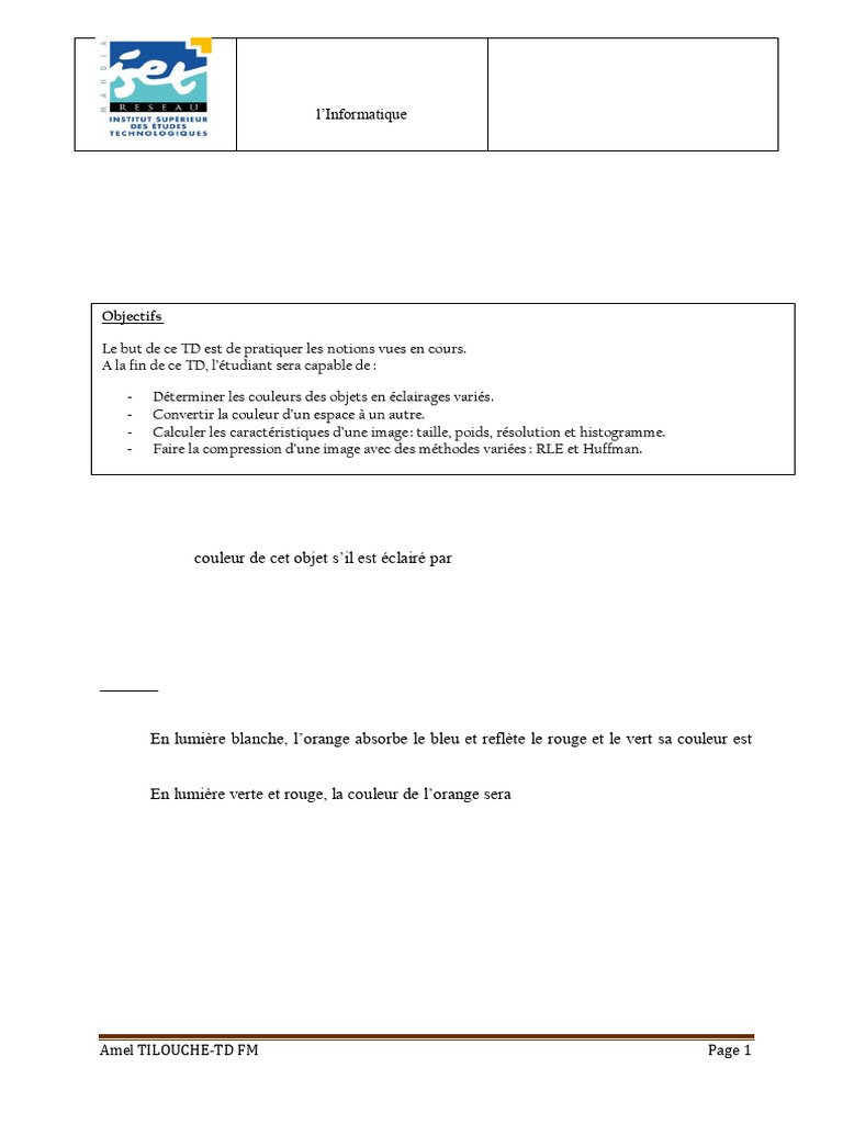 TD1 FM Correction | PDF | Compression de données | Couleur