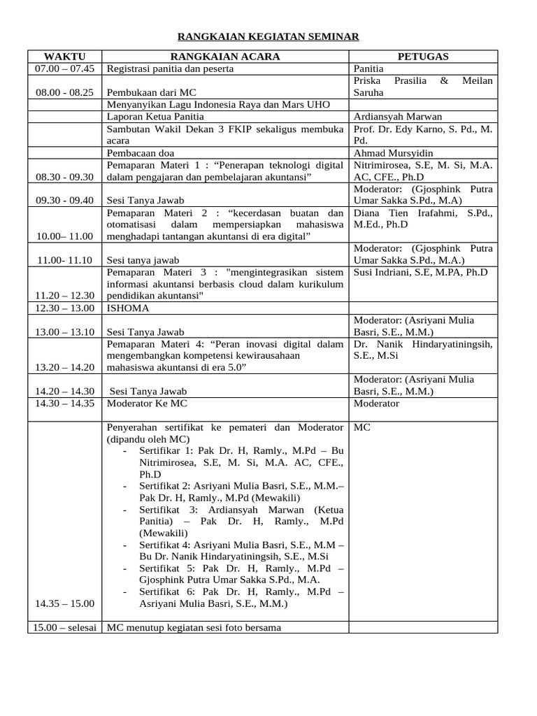 Rundown Acara | PDF
