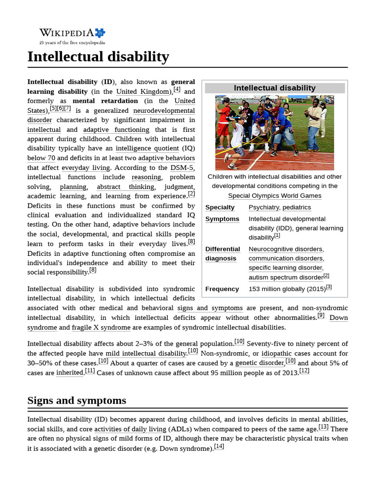 Intellectual Disability | PDF | Intellectual Disability | Autism
