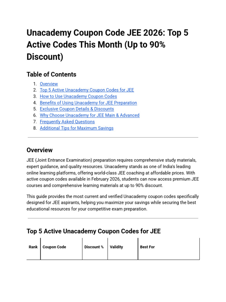Unacademy Coupon Code JEE: Top 5 Active Referral Codes For Unacademy ...