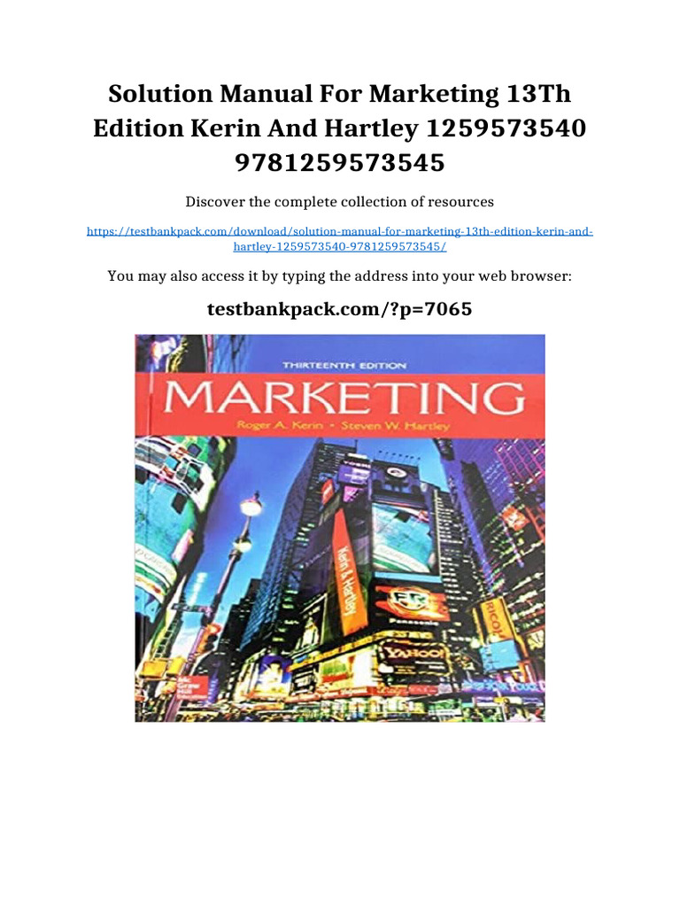 Solution Manual for Marketing 13th Edition Kerin and Hartley 1259573540 ...