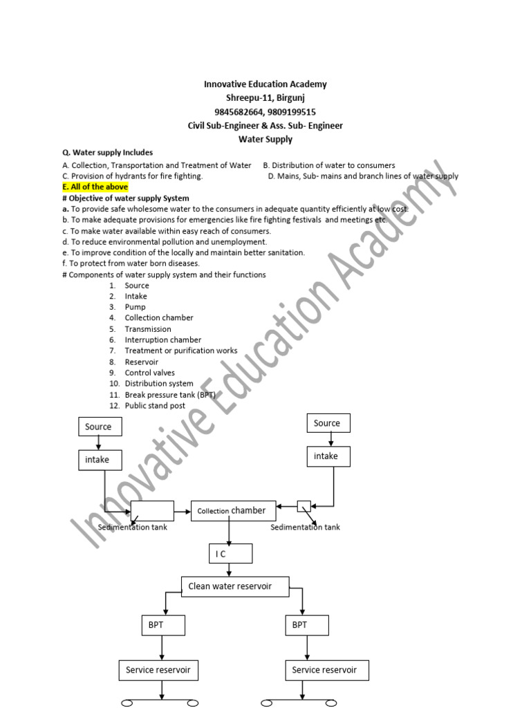 Water Supply Engineering Notes | PDF | Aquifer | Water