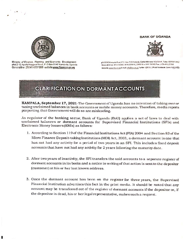 Clarification On Domant Accounts | PDF
