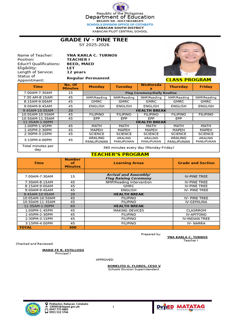 Class Program S.Y. 2025 2026 | PDF | Republic | Southeast Asia