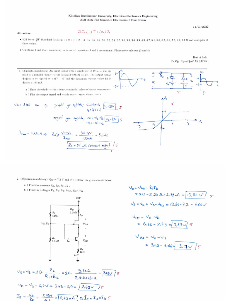 2021 2022 Electronics1-Final | PDF