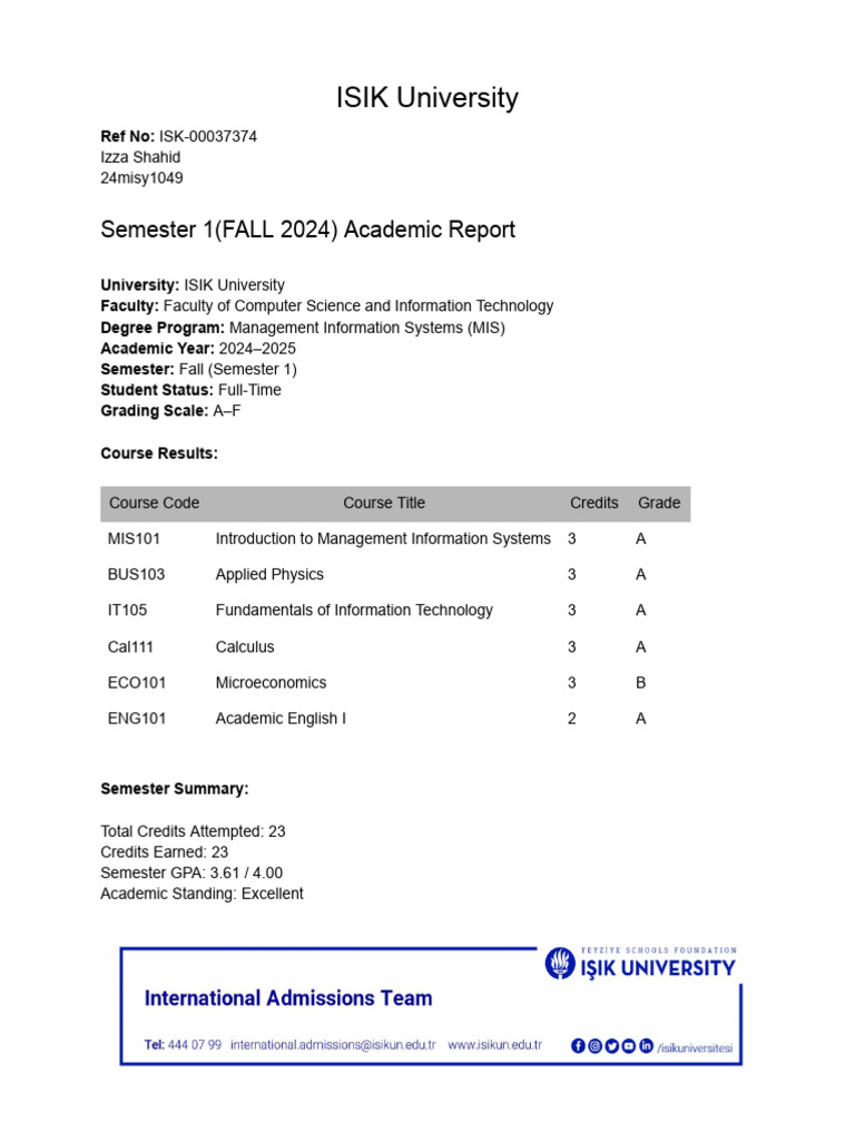 ISIK University | PDF