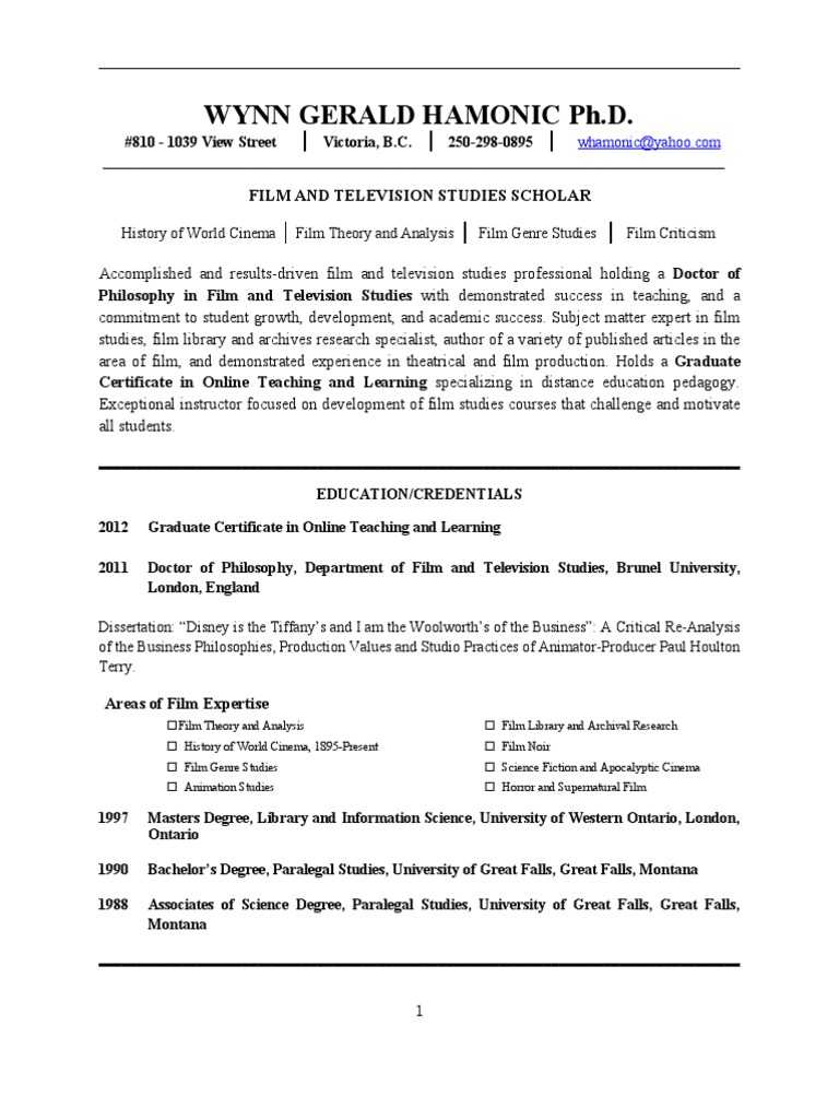 Curriculum vitae major picture