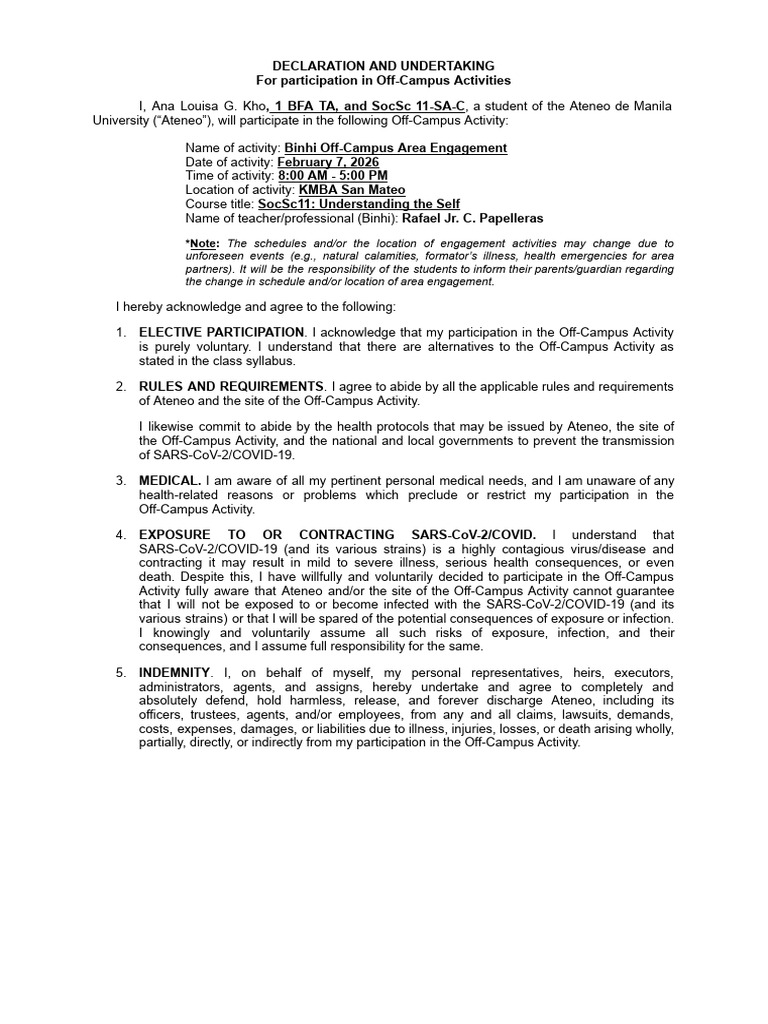 (Template) Binhi Documents (Letter To Parents & Declaration and ...