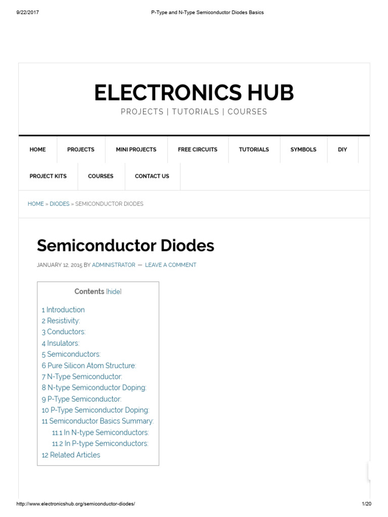P-Type and N-Type Semiconductor Diodes Basics | PDF | Semiconductors ...