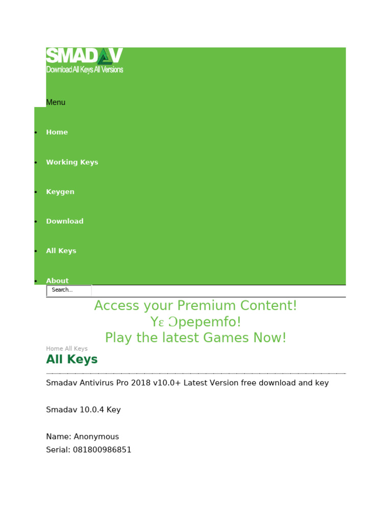 Smadav Product Keys | PDF | Software | Computing