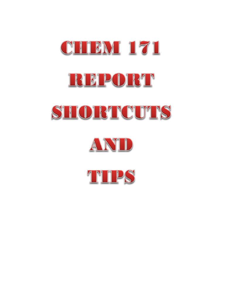 Chem 171 Report Shortcut and Tips | PDF | Salt (Chemistry ...