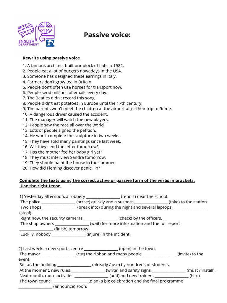 Passive Voice Review | PDF