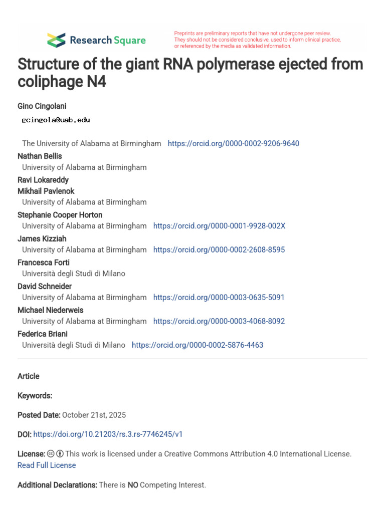 N4 (T7) - Like Polymeraze and Tail Cryo em | PDF | Bacteriophage | Virus