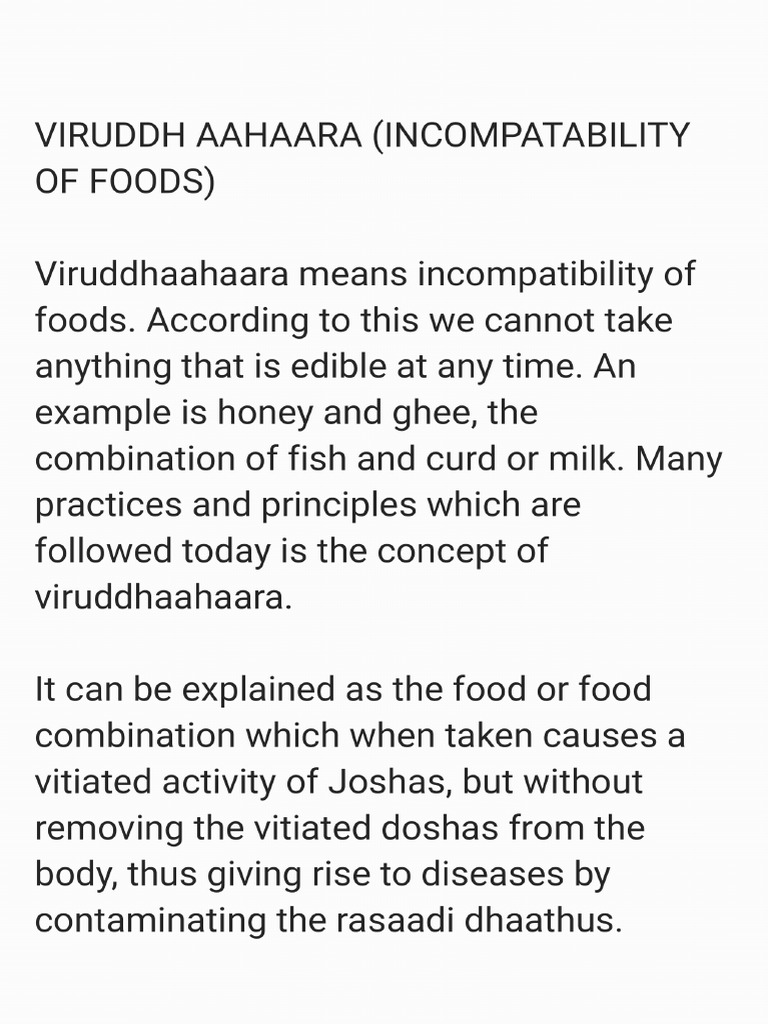 Incompatible Food Pairings Notes | PDF