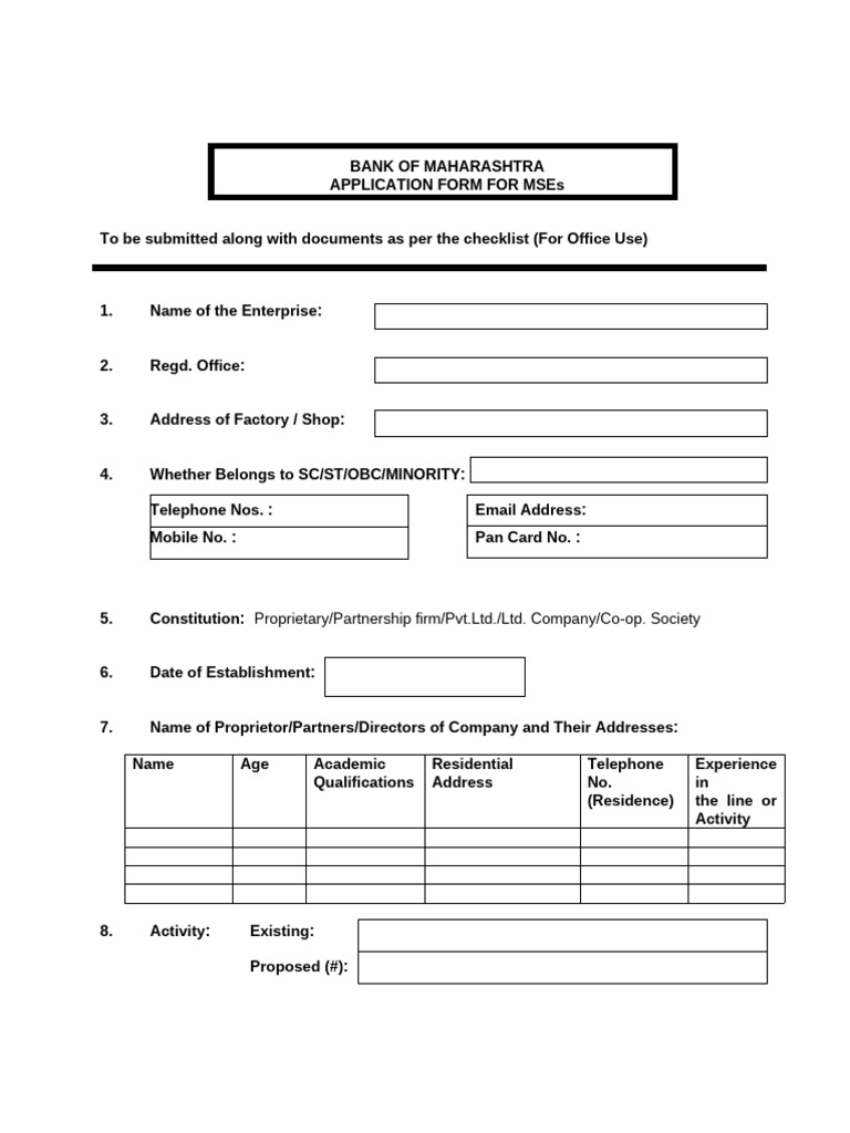 MSME Application Form | PDF | Loans | Credit