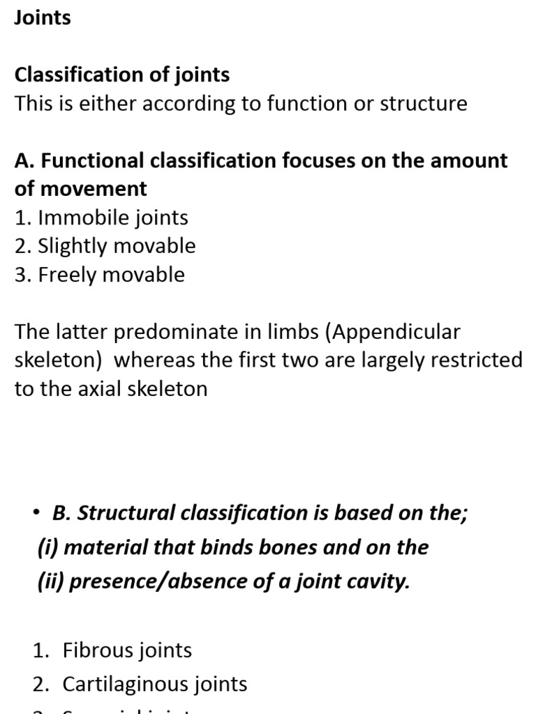 10 Joints Classification | PDF | Joint | Knee