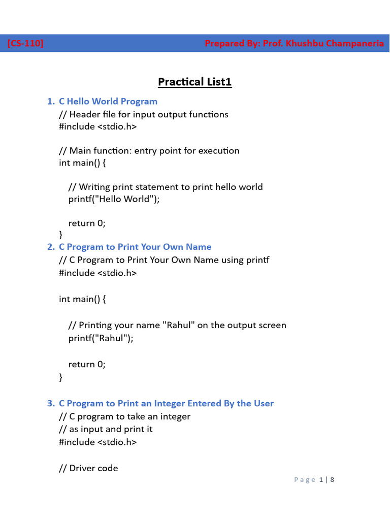 CH9 - Practical List1 | PDF | Length | Software