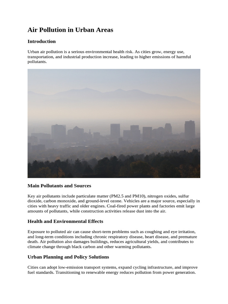Air Pollution in Urban Areas | PDF