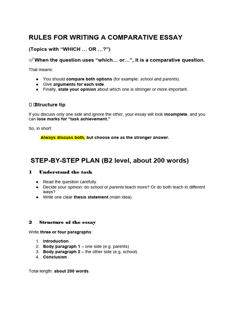 Rules For Writing A Comparative Essay | PDF | Essays | Linguistics