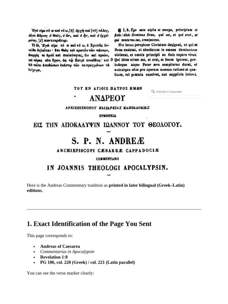 Here Is The Andreas Commentary Tradition As Printed in Later Bilingual ...