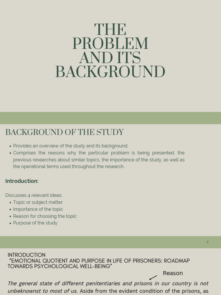 The Problem and Its Background PDF | PDF | Prison | Well Being