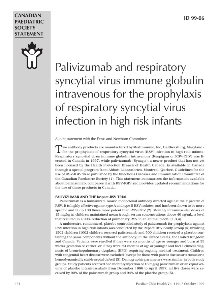Palivizumab and Respiratory Syncytial Virus Immune Globulin Intravenous ...