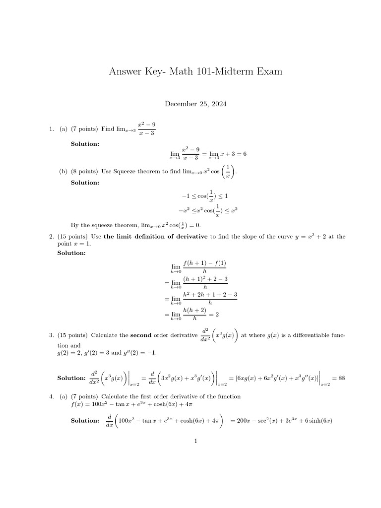 Answer Key Midterm 11.11.2024 | PDF | Functions And Mappings ...