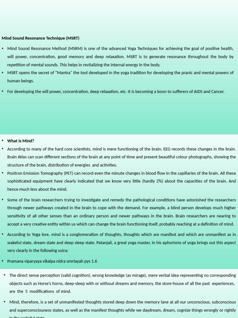 Mind Sound Resonance Technique (MSRT) | PDF | Sound | Resonance
