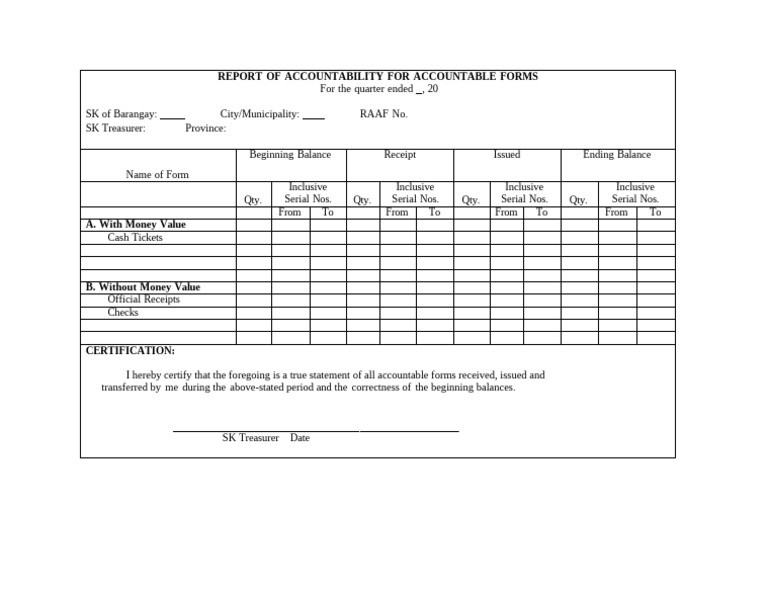 Report of Accountability For Accountable Forms | PDF