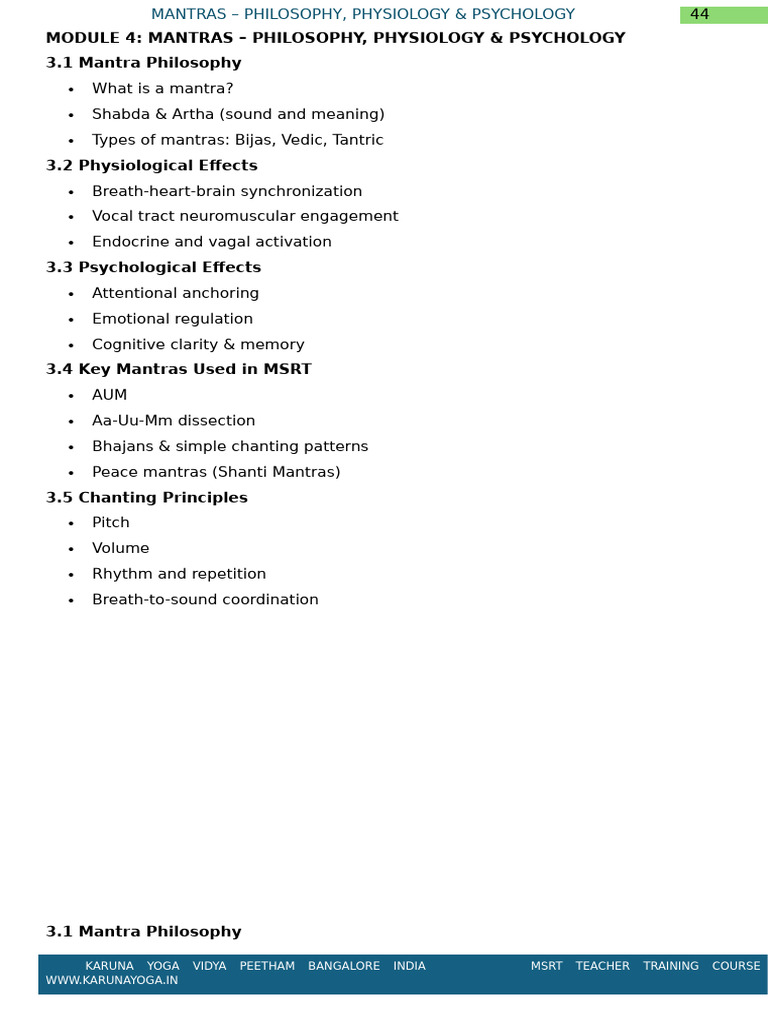 Module 4 Mantras - Philosophy, Physiology & Psychology Mind Sound ...
