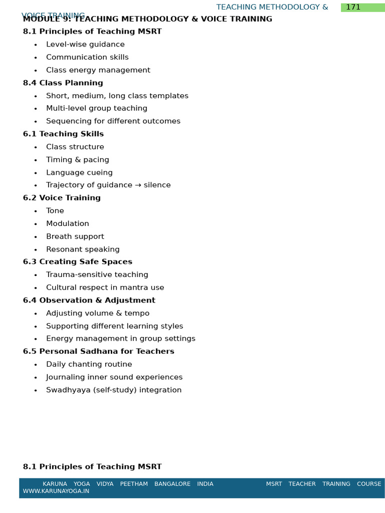 Module 9 Teaching Methodology & Voice Training Mind Sound Resonance ...