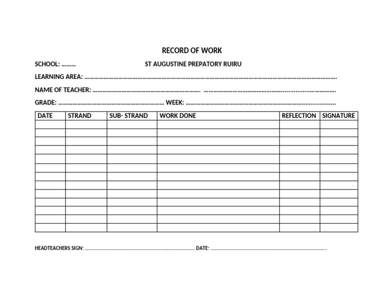 Record of Work | PDF