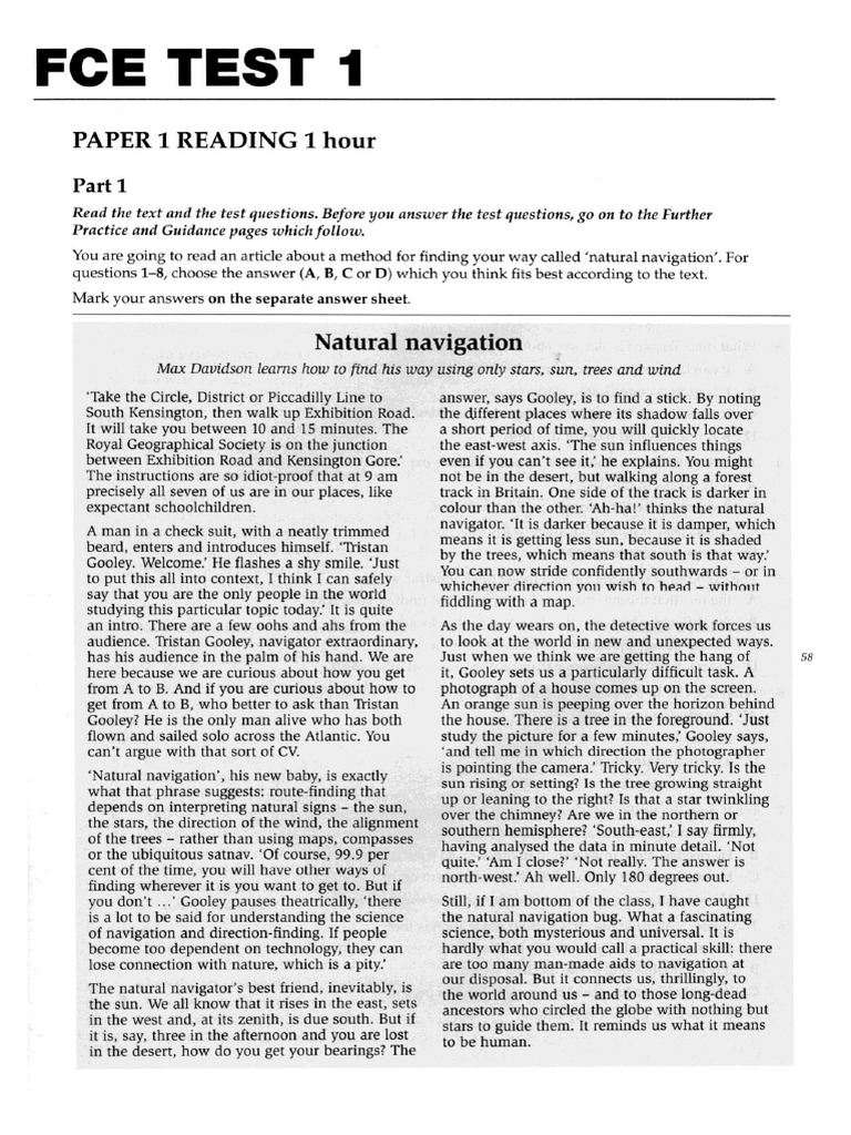 FCE Reading - Use of English | PDF