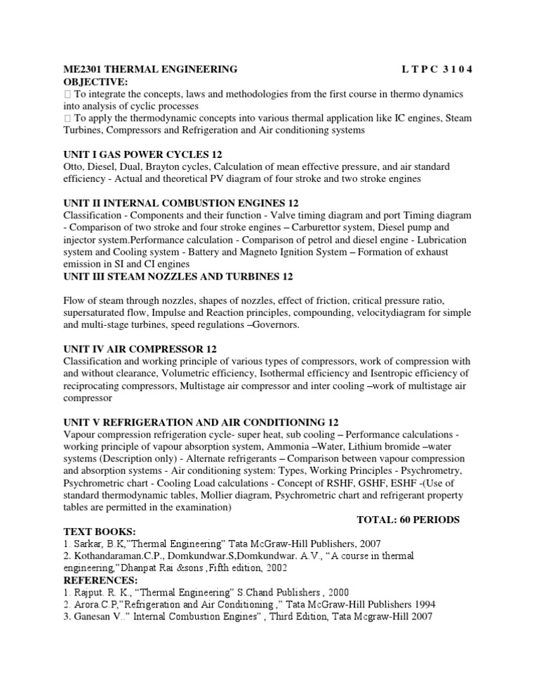 Thermal Engineering Course Overview | PDF | Internal Combustion Engine ...