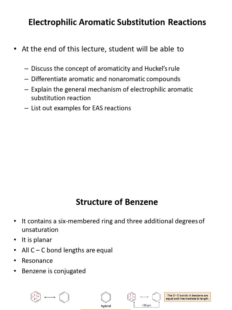 Electrophilic Aromatic Substitution Reactions | PDF | Aromaticity ...