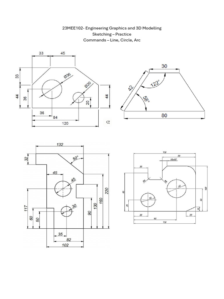 Sketching Practice Drawings | PDF