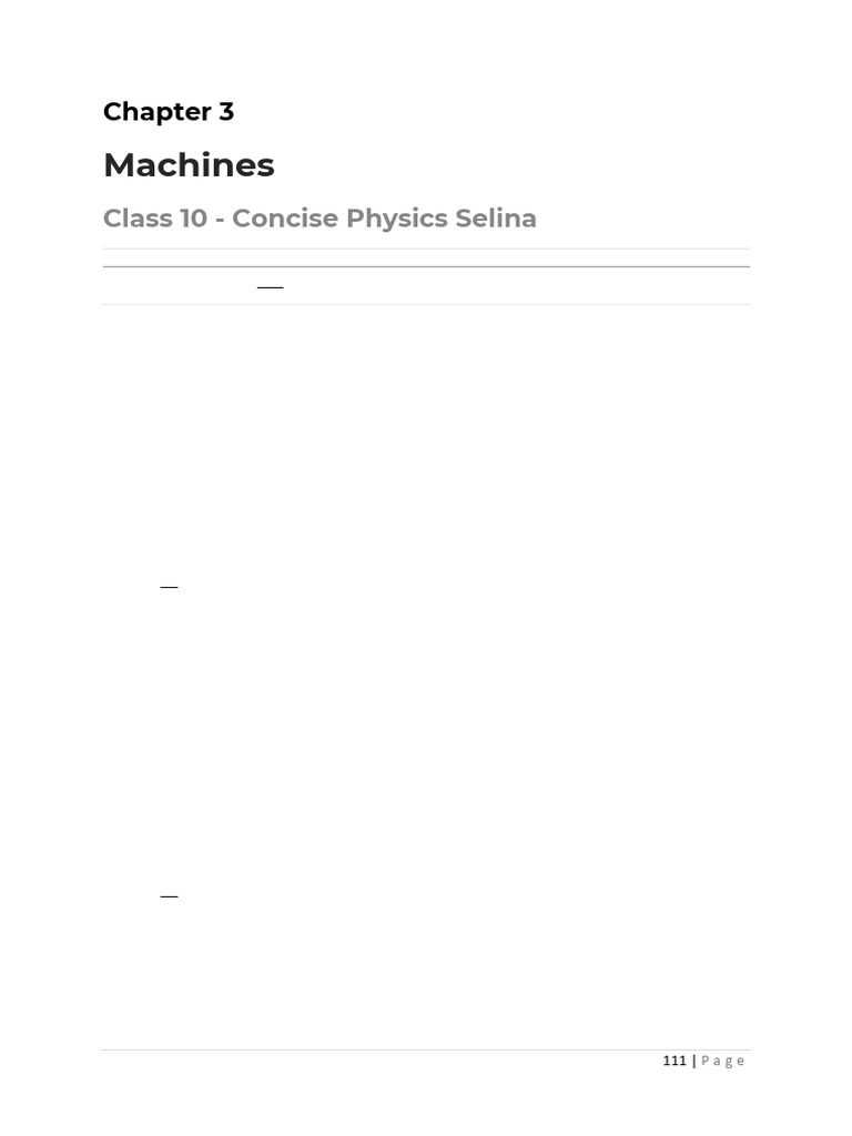 Chapter 3 Machines Physics | PDF | Lever | Classical Mechanics