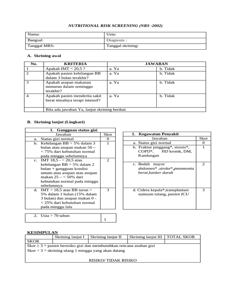 Skrinning NRS 2002 | PDF