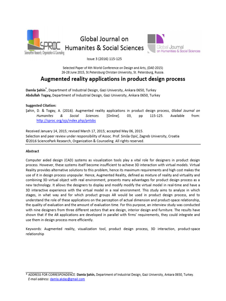 Augmented Reality Applications in Product Design P | PDF | Augmented ...