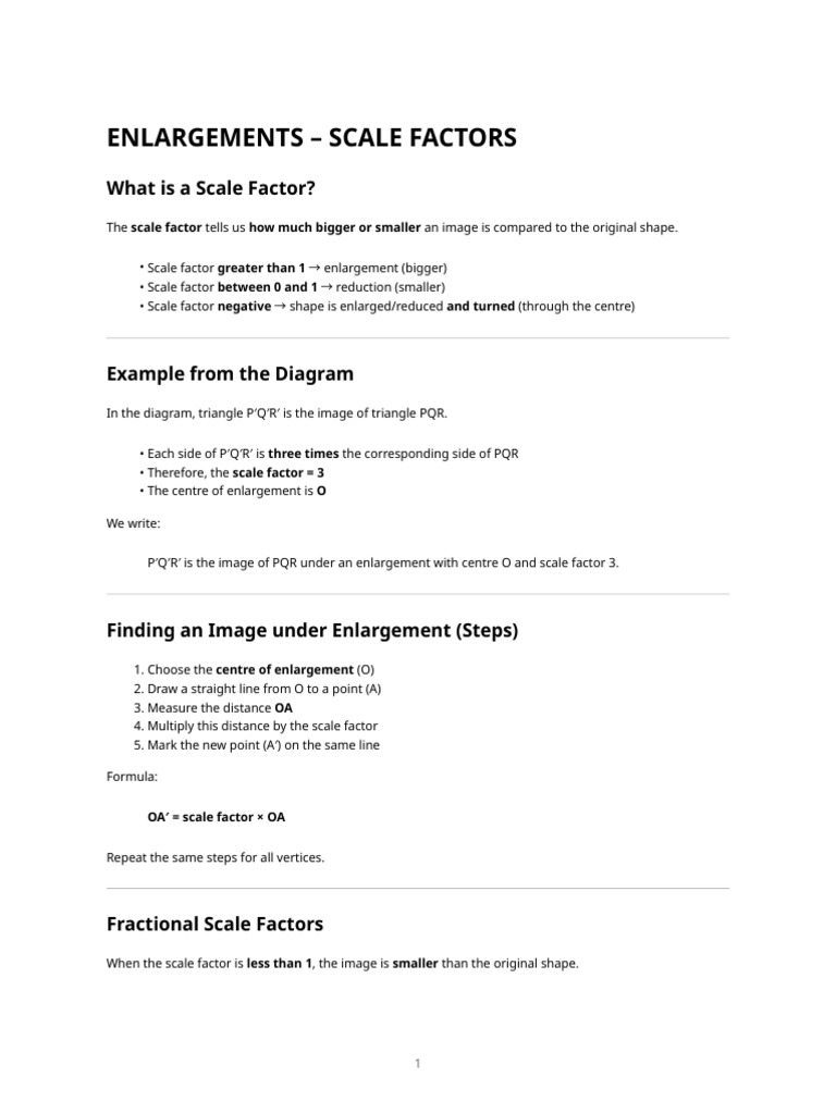 Enlargements - Scale Factors (Explanation and Answers C-E) | PDF ...