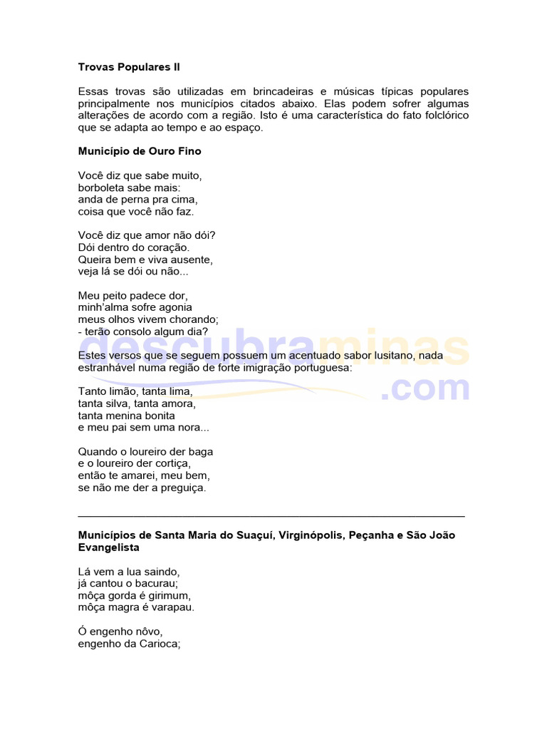 Trovas Populares Brasileiras | PDF | Amor