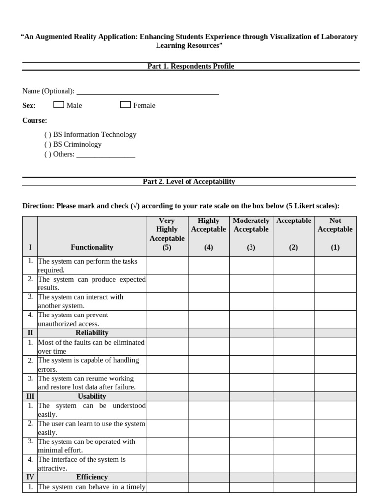 Survey Questionnaire ISO | PDF