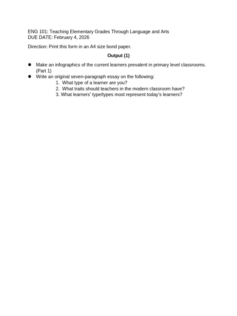 ENG101 Output 1 Copy | PDF