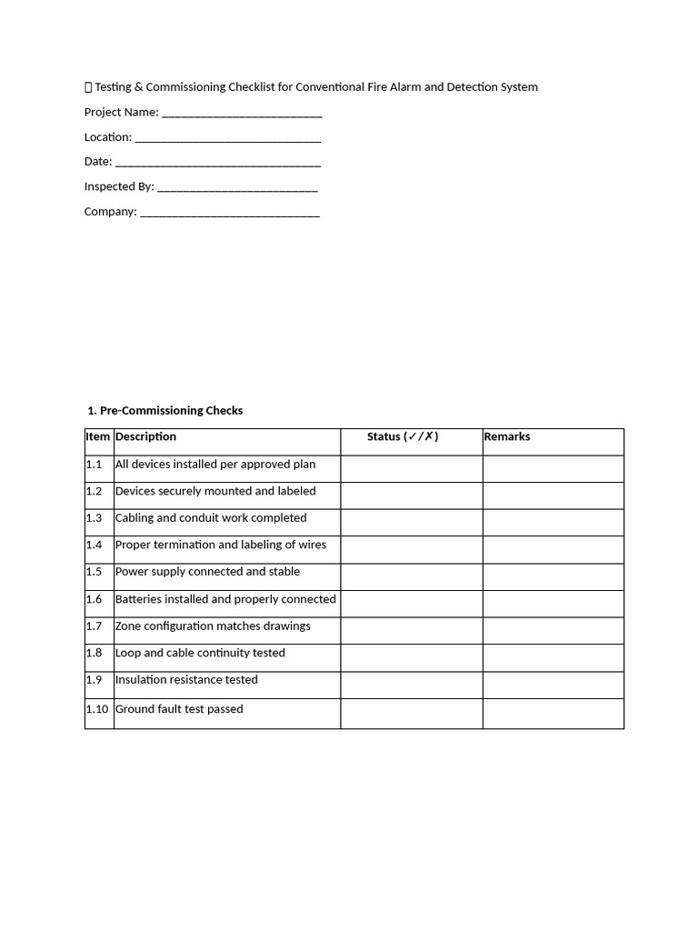 Testing FDAS CheckList | PDF