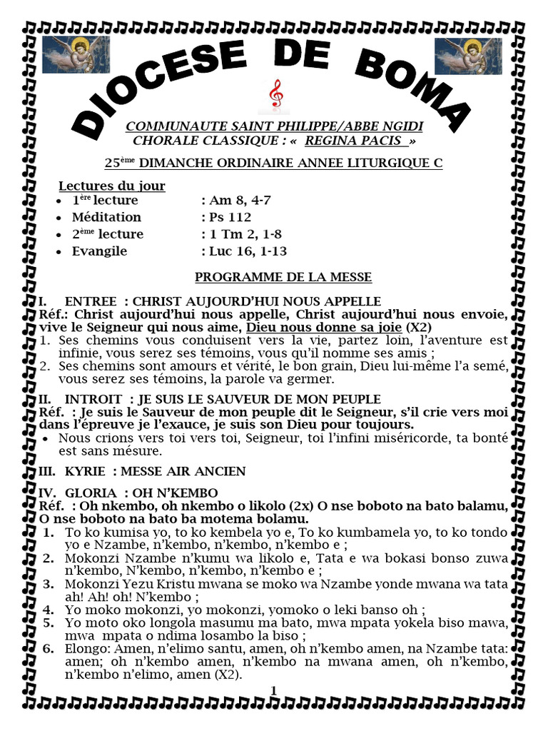 25ème Dimanche Ordinaire C 2025 | PDF | Liturgie et culte chrétien ...