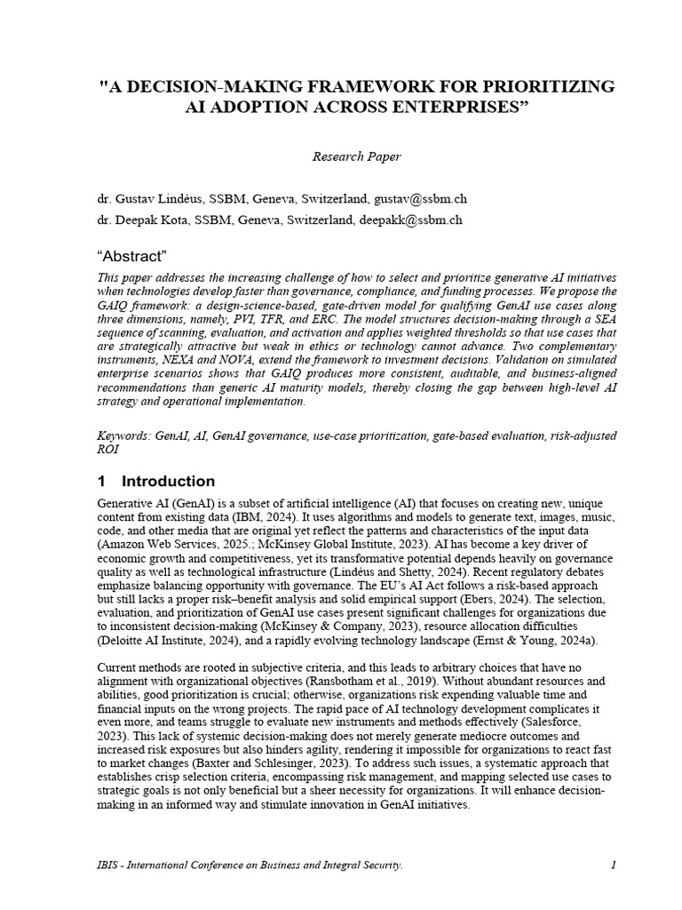 A Decision-Making Framework For Prioritizing Ai Adoption Across ...