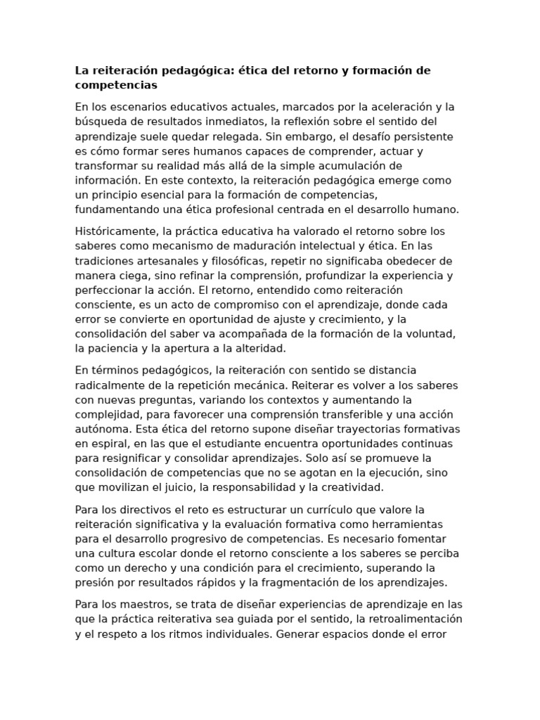 5 - La Reiteración Pedagógica Ética Del Retorno y Formación de ...